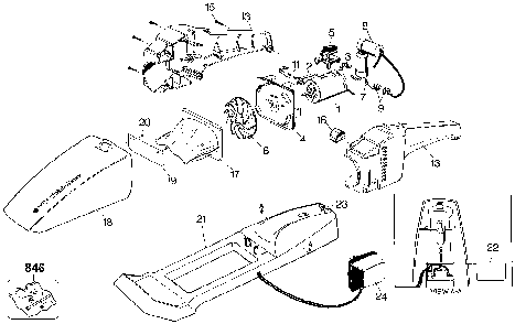 Exploded Diagram A Diagram and Parts List for 9932-04 Type 1 Black and Decker Hand Vacuum